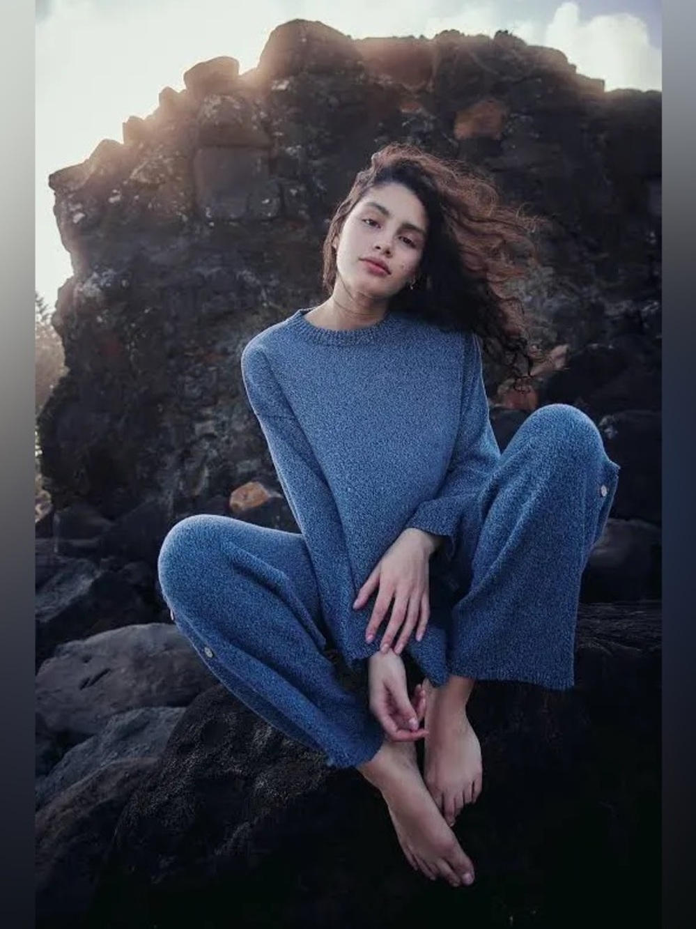 NWT FREE PEOPLE FREE-EST Button Up Sweater Set | Blue Sea Combo MSRP $128
